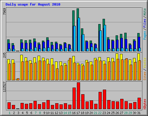 Daily usage for August 2010