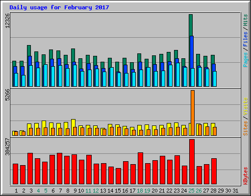 Daily usage for February 2017
