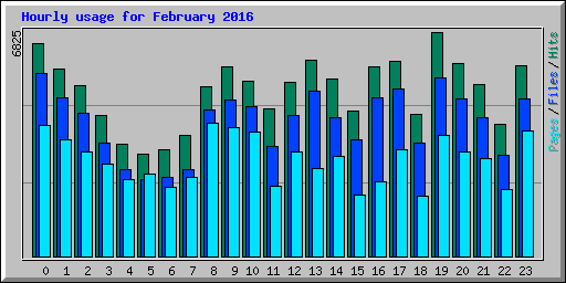 Hourly usage for February 2016
