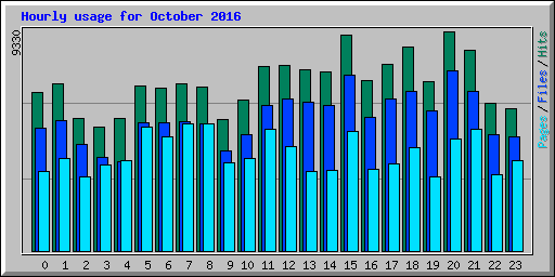 Hourly usage for October 2016